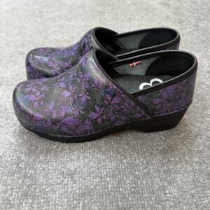 Sanita Clogs Shoes Womens Size 36 Purple Floral Danish Nursing Comfort Workwear